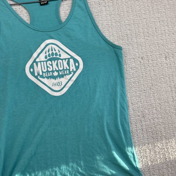 Muskoka Bear Wear Women’s XS Sleeveless Tank Top Blue Cottage Core Canada Made - Picture 4 of 11
